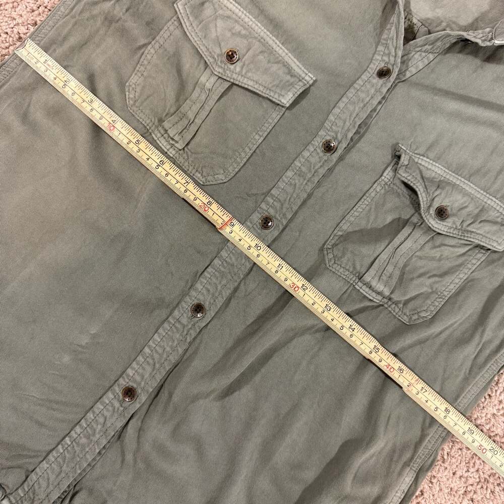 American Eagle Boyfriend Fit Utility Shirt Womens M Olive Green Button Front - Picture 6 of 7